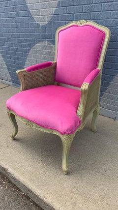 French Heritage Pink Velvet Arm Chair