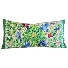 French Hermès "Armets en Penache" Pillow, Blue/Yellow