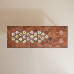 French Hexagonal Floral Ceramic Tile Coffee Table by Roger Capron No. 02, 1950s