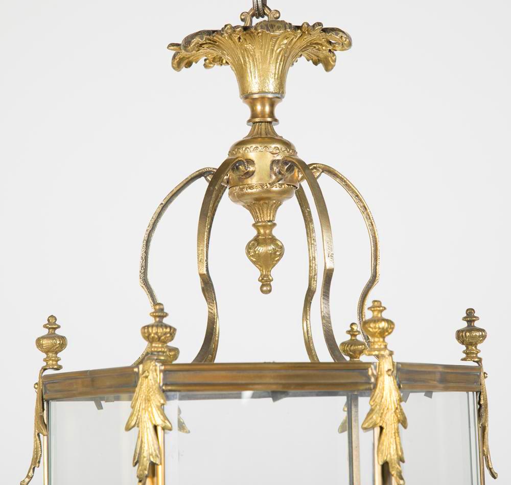 Louis XVI French Hexagonal Hall Lantern For Sale