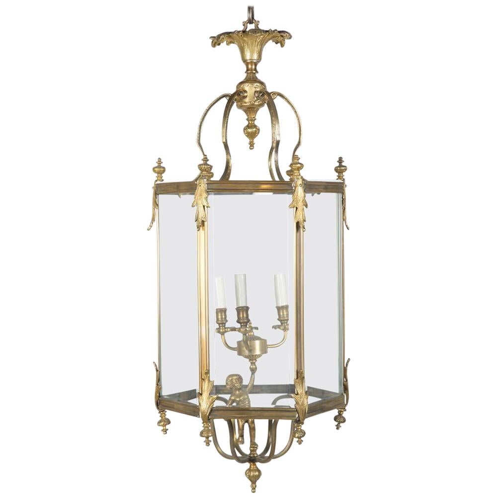 French Hexagonal Hall Lantern For Sale