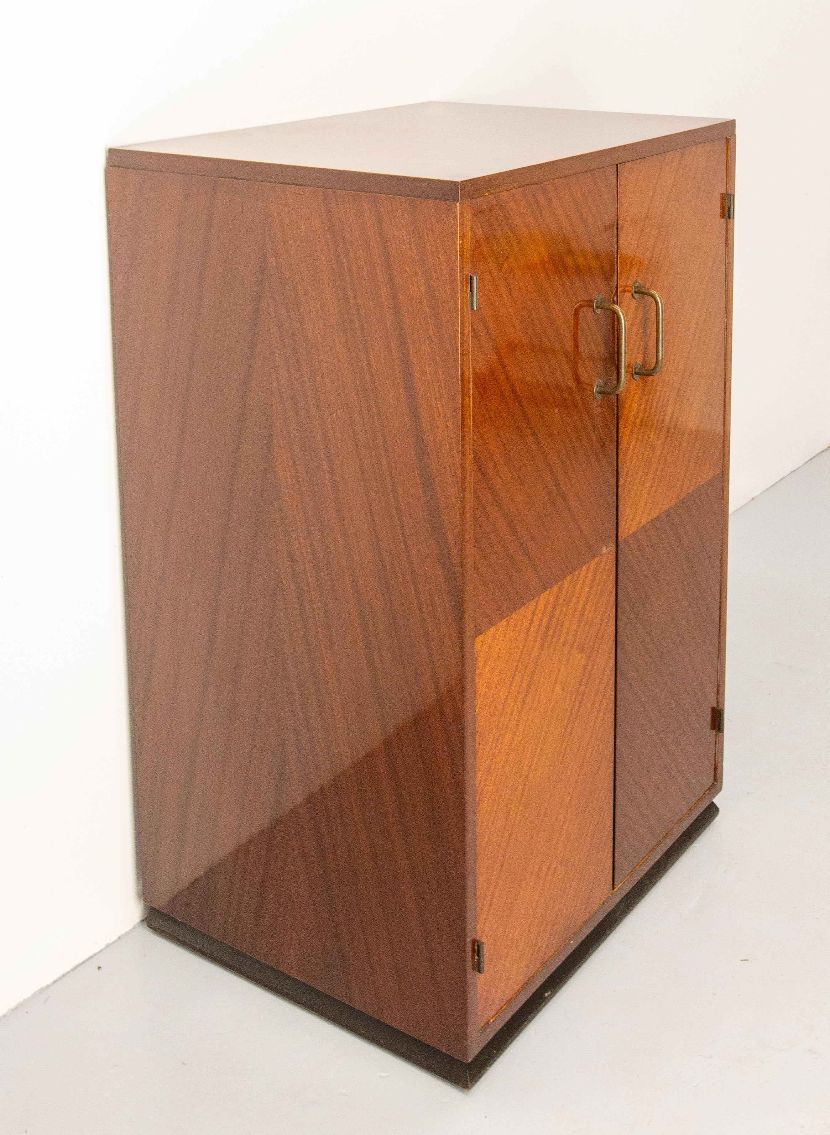 Mid-Century Modern French Hi Fi Cabinet Vinyl Storage & Record Player Storage Desk Storage c 1960 For Sale