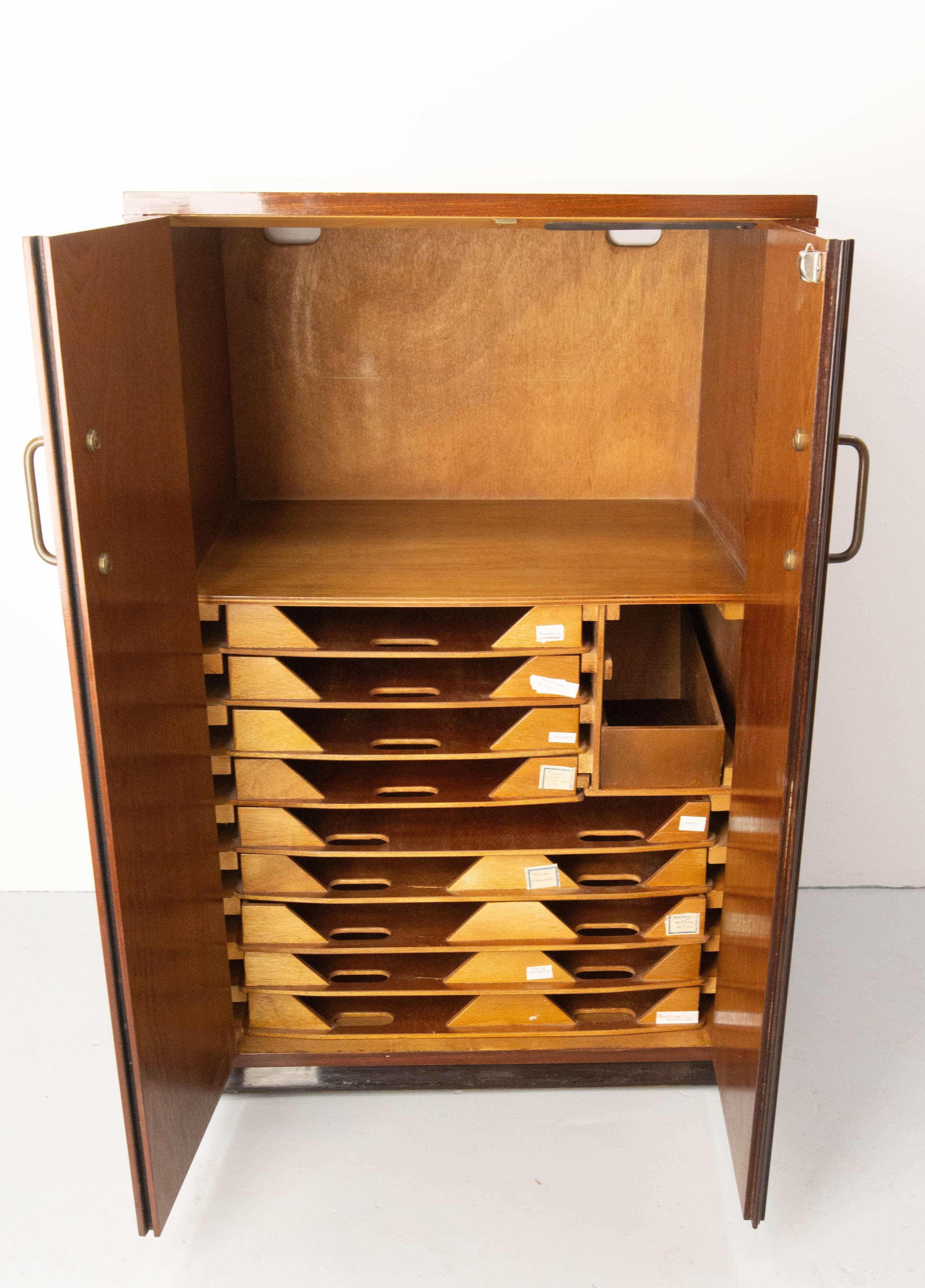 Brass French Hi Fi Cabinet Vinyl Storage & Record Player Storage Desk Storage c 1960 For Sale