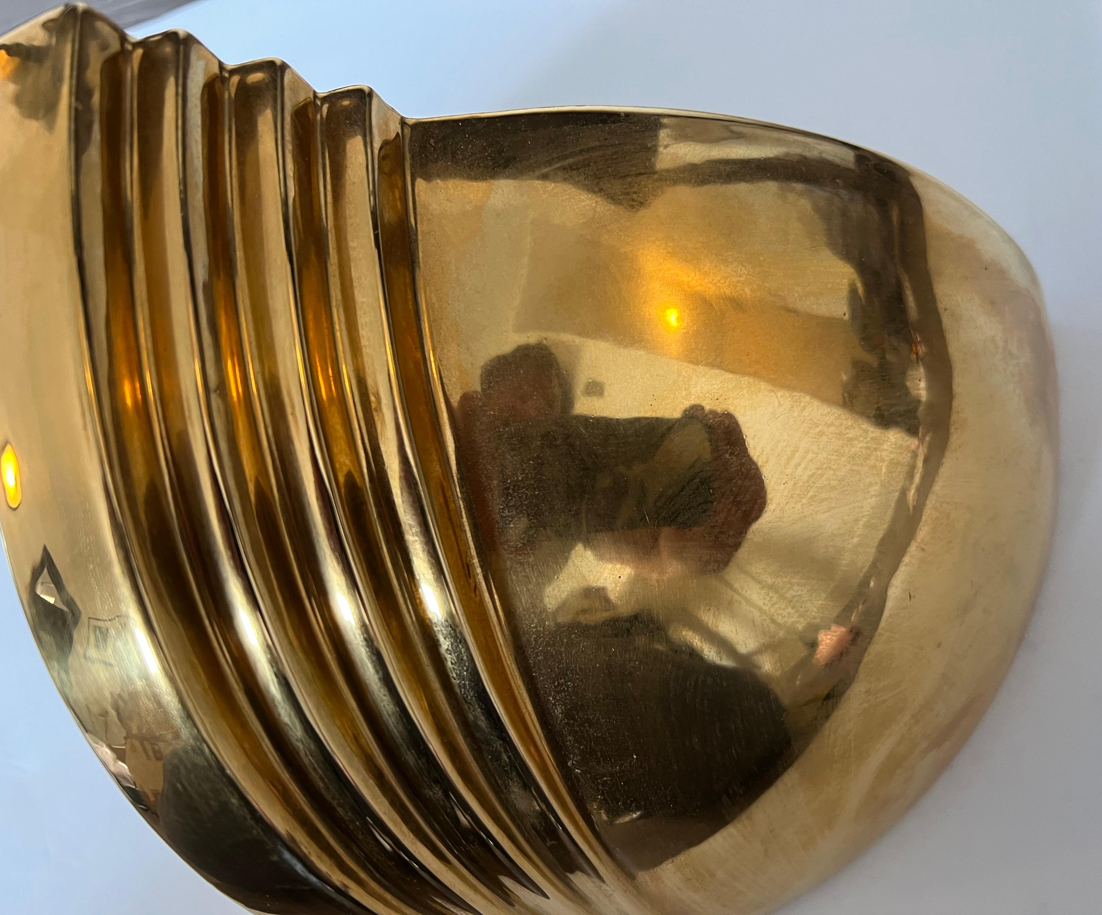 French High Style 1980s Art Deco Golden Ceramic Wall Light 7