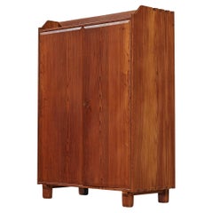 French Highboard in Pine and Brass Details