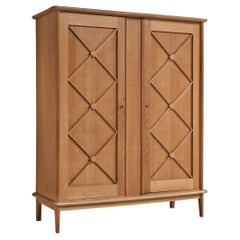 French Highboard with Panelled Front in Oak