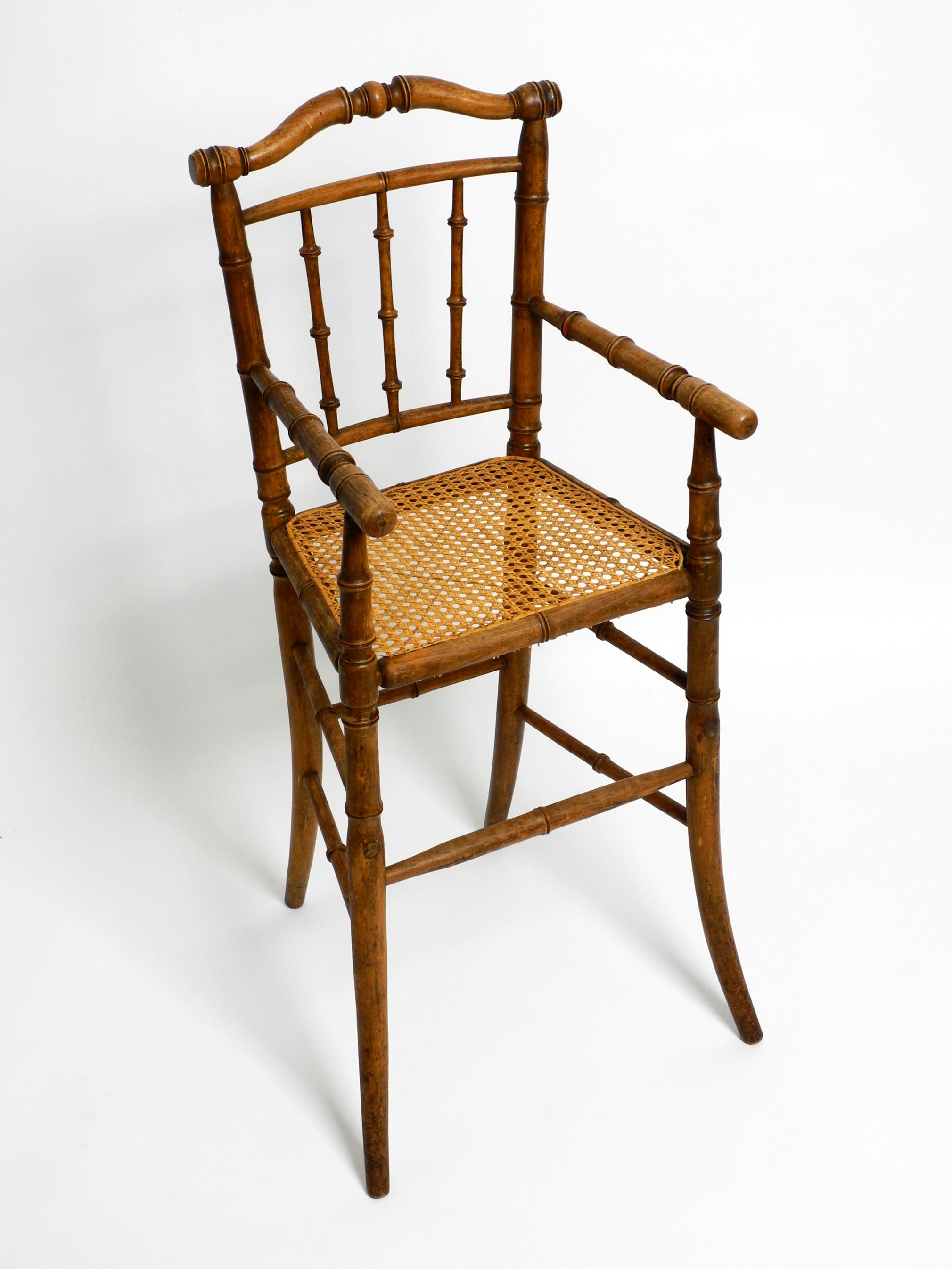French Highchair for a Child from the 30s Made of Bentwood with Viennese Wicker  For Sale 11