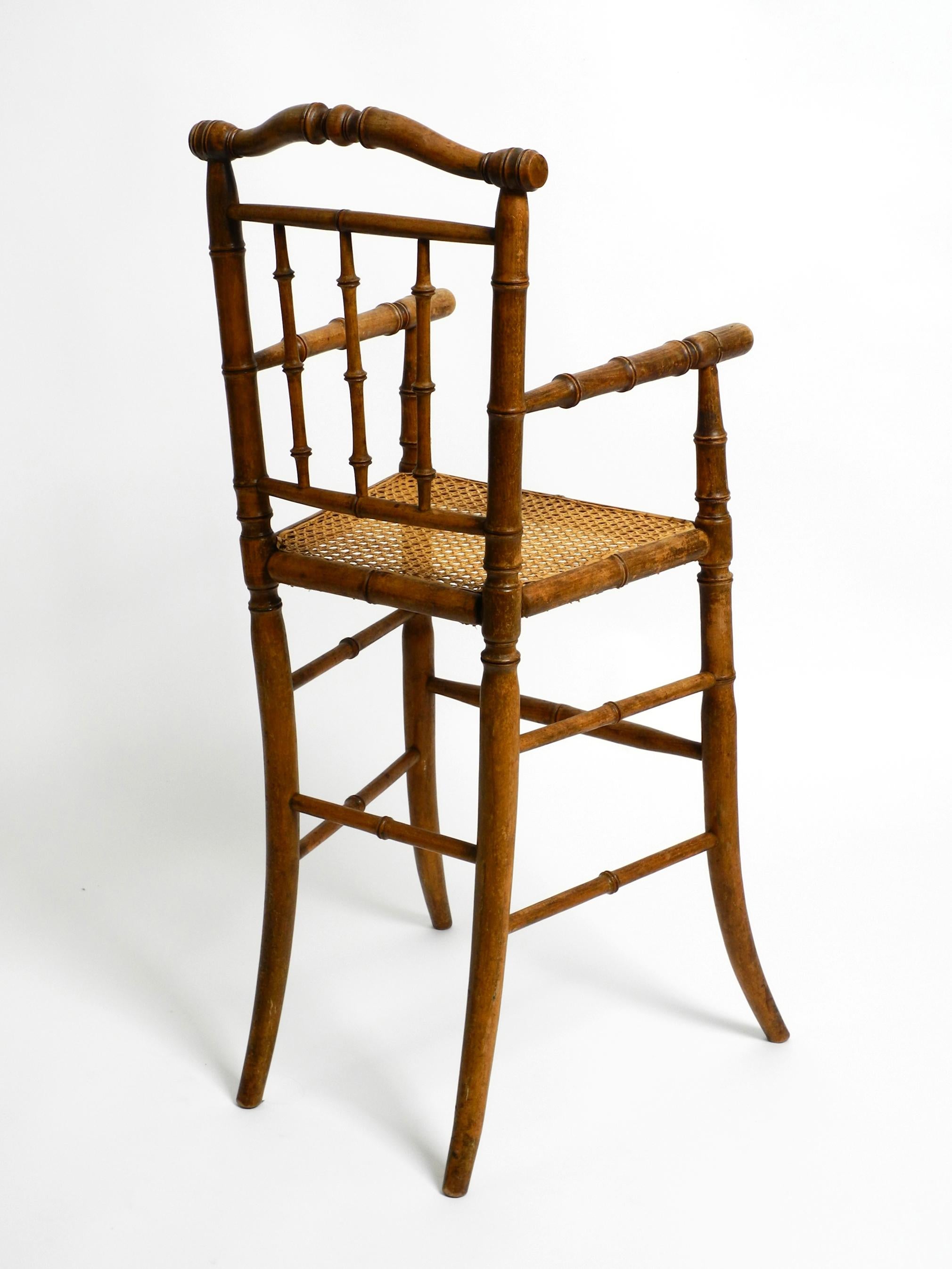 Wood French Highchair for a Child from the 30s Made of Bentwood with Viennese Wicker  For Sale
