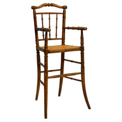 French Highchair for a Child from the 30s Made of Bentwood with Viennese Wicker 