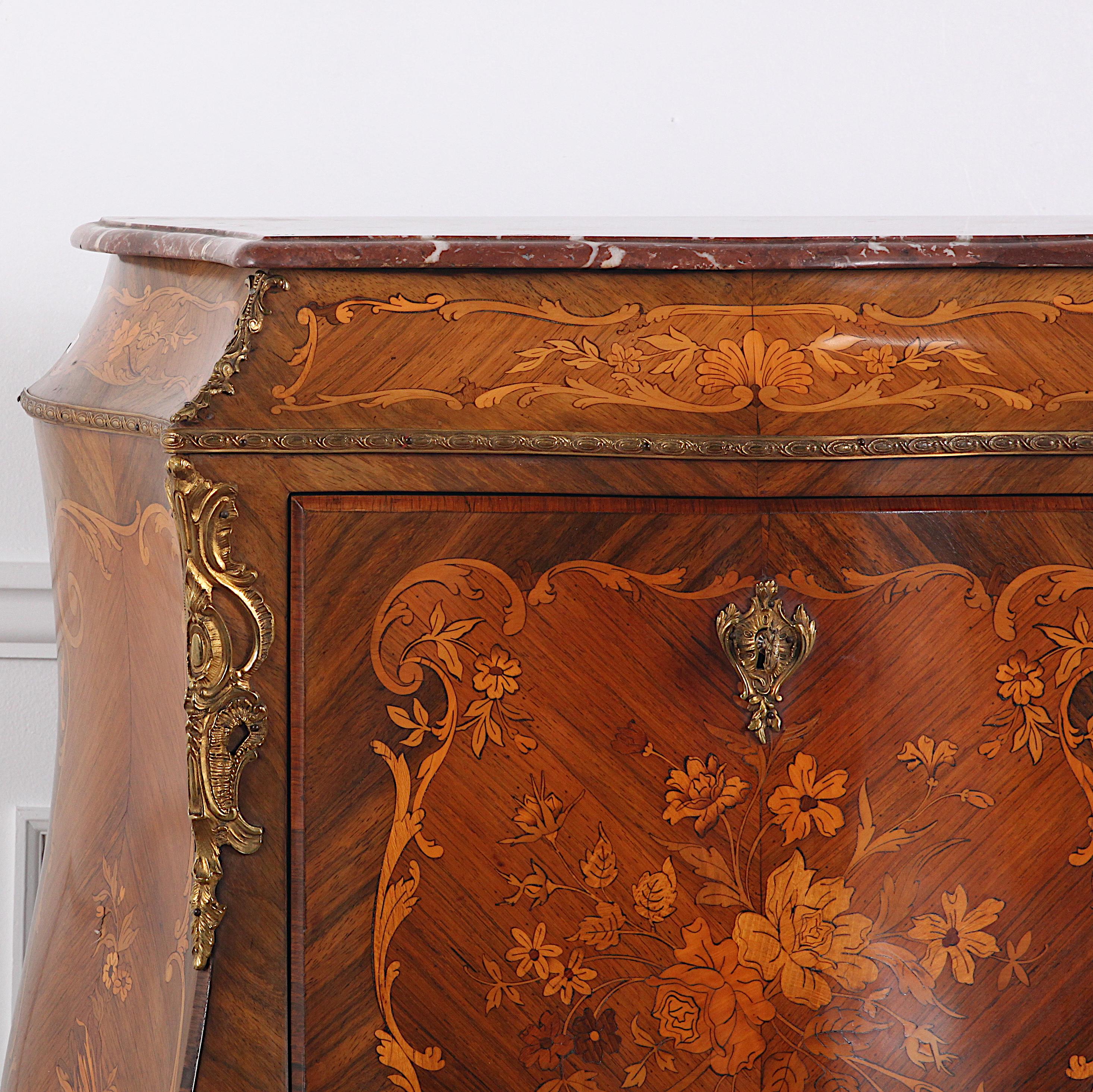 French Highly-Inlaid Bombe Louis XV Style Secrétaire 5
