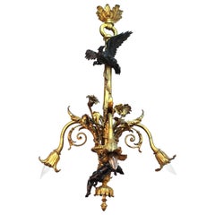 French Historicist Bronze Chandelier with Eagle and Putti