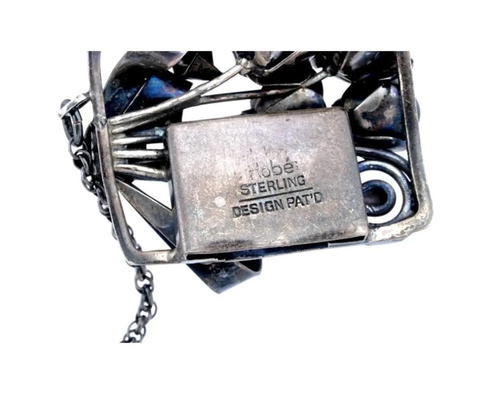 French Hobe Floral Design Sterling Silver Bracelet For Sale 1