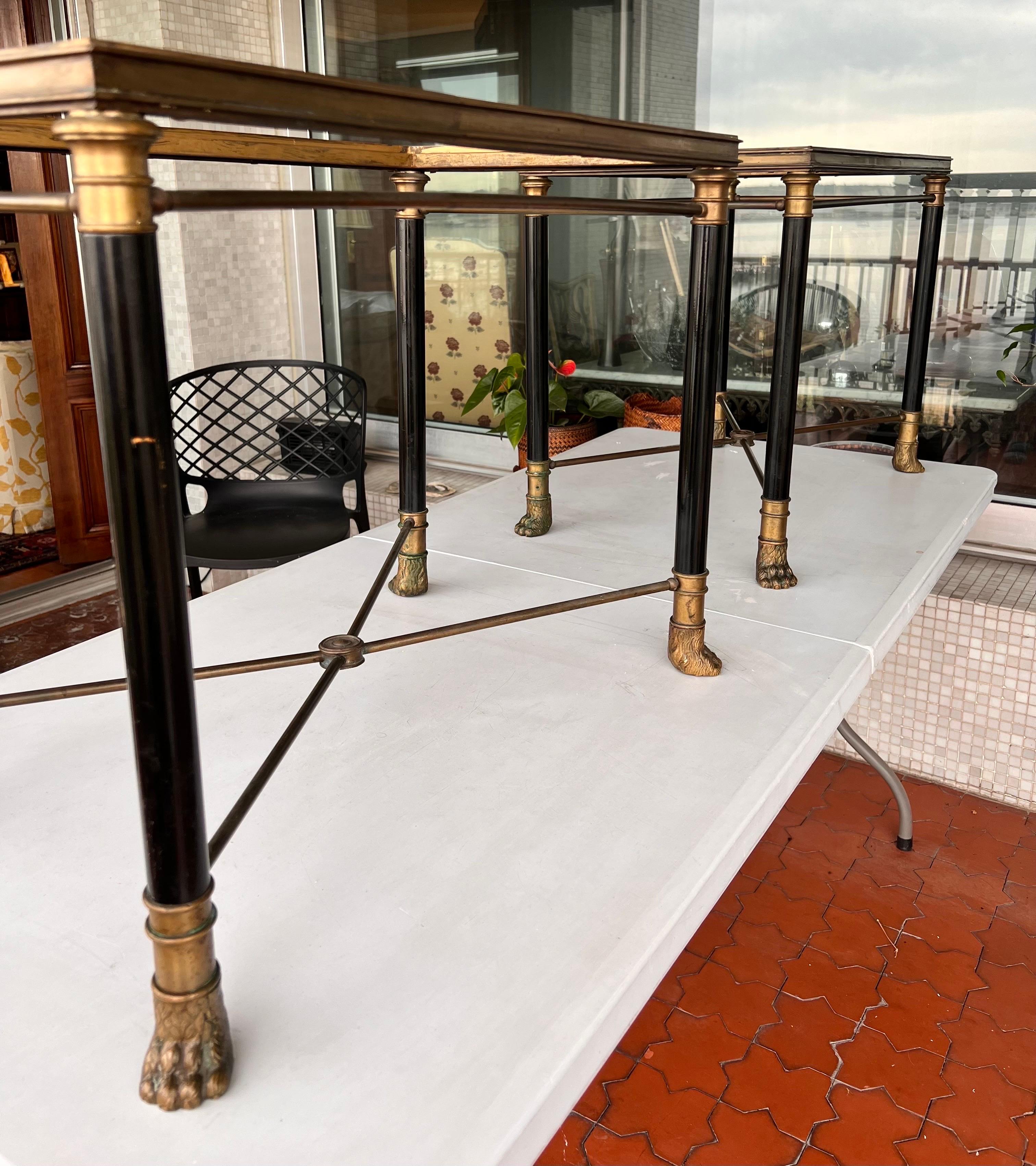 Coffe-Tische im Hollywood-Haus Jansen-Stil aus Eisen, Bronze und Marmor im Angebot 6