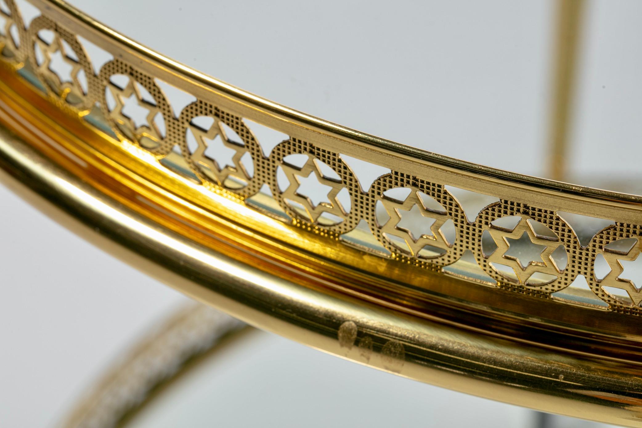 French Hollywood Regency Brass Bar Cart with Star Motif c. 1960s For Sale 3