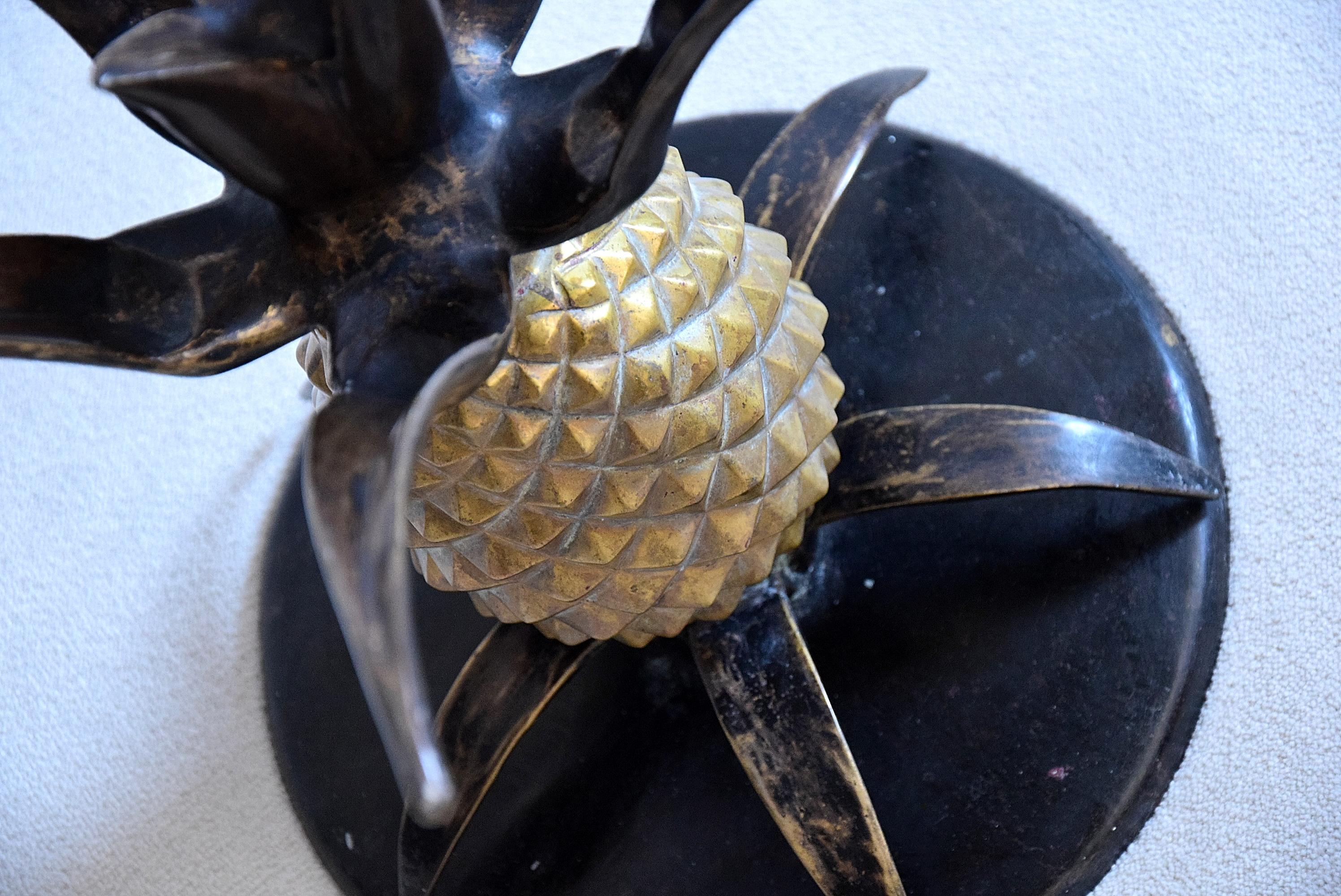 French Hollywood Regency Brass Pineapple Side Table 5