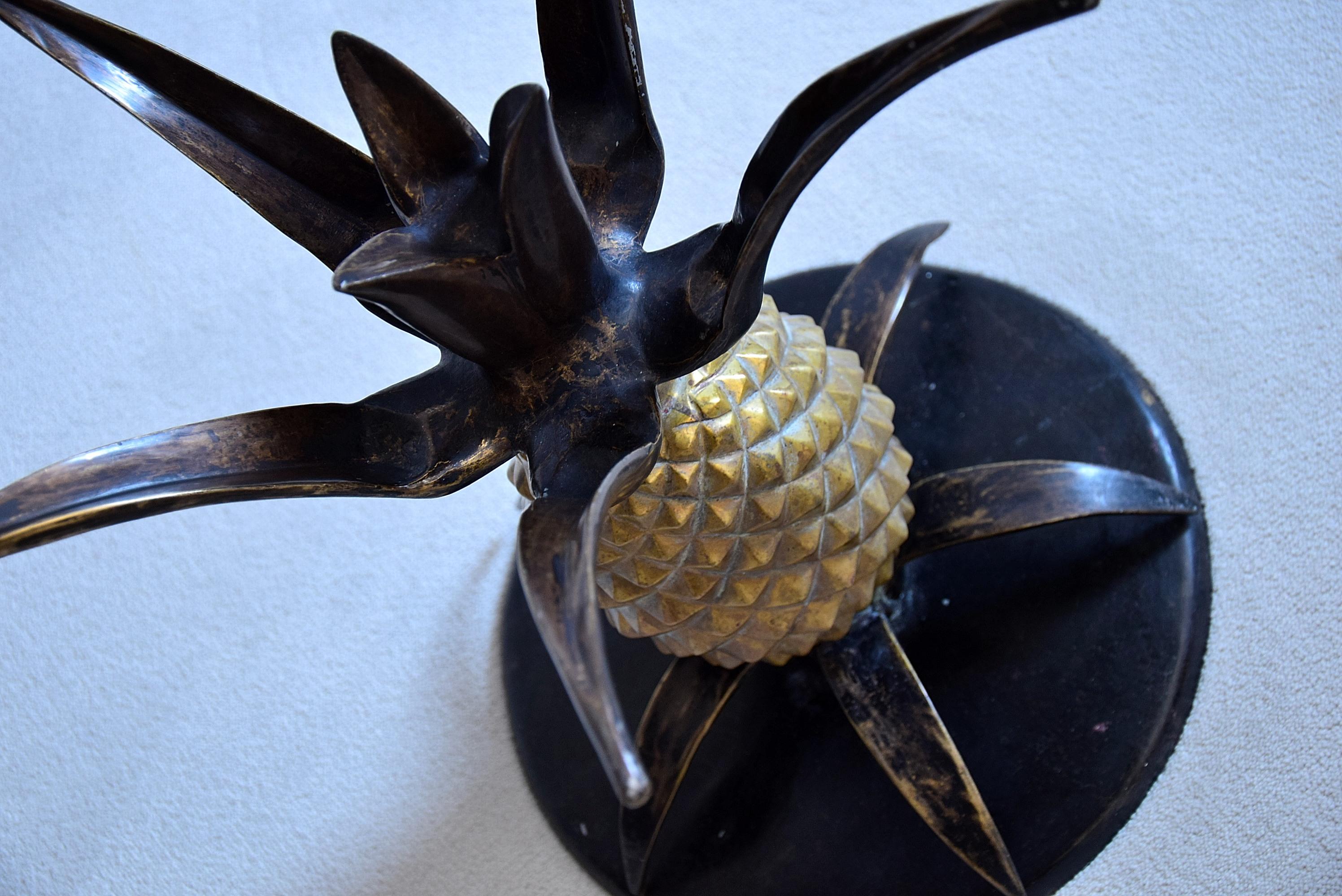 French Hollywood Regency Brass Pineapple Side Table 7