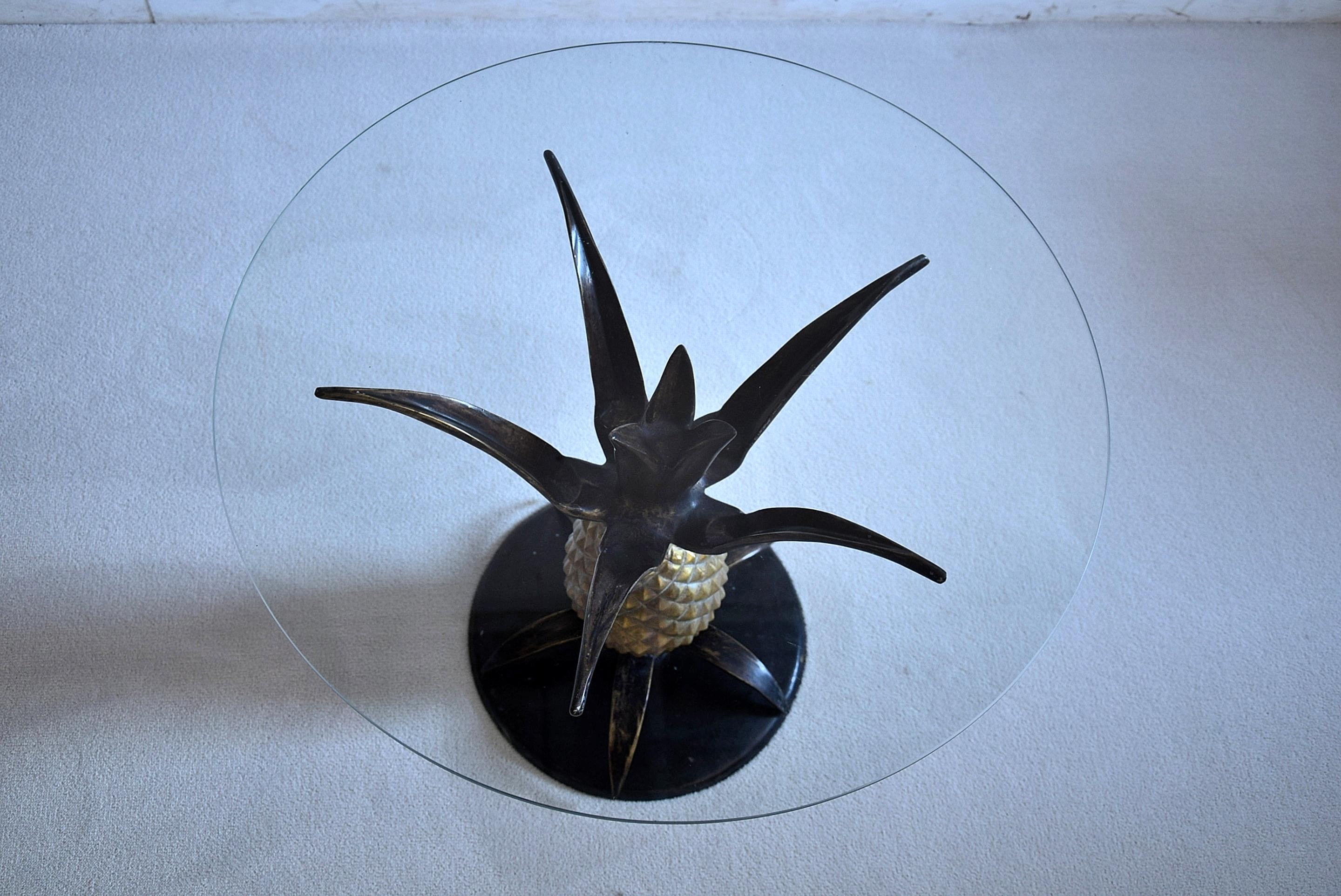 French Hollywood Regency Brass Pineapple Side Table 8