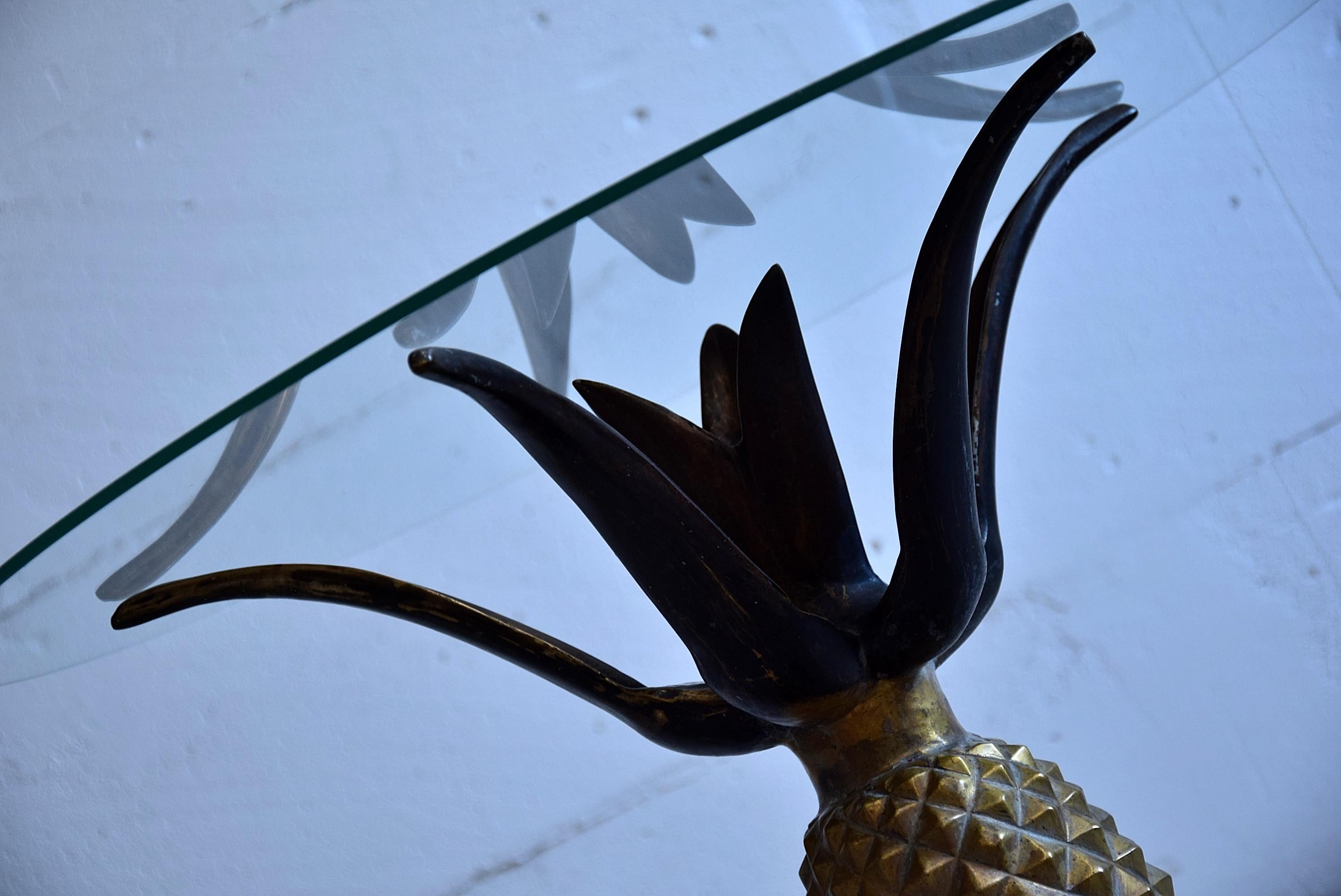 Metal French Hollywood Regency Brass Pineapple Side Table