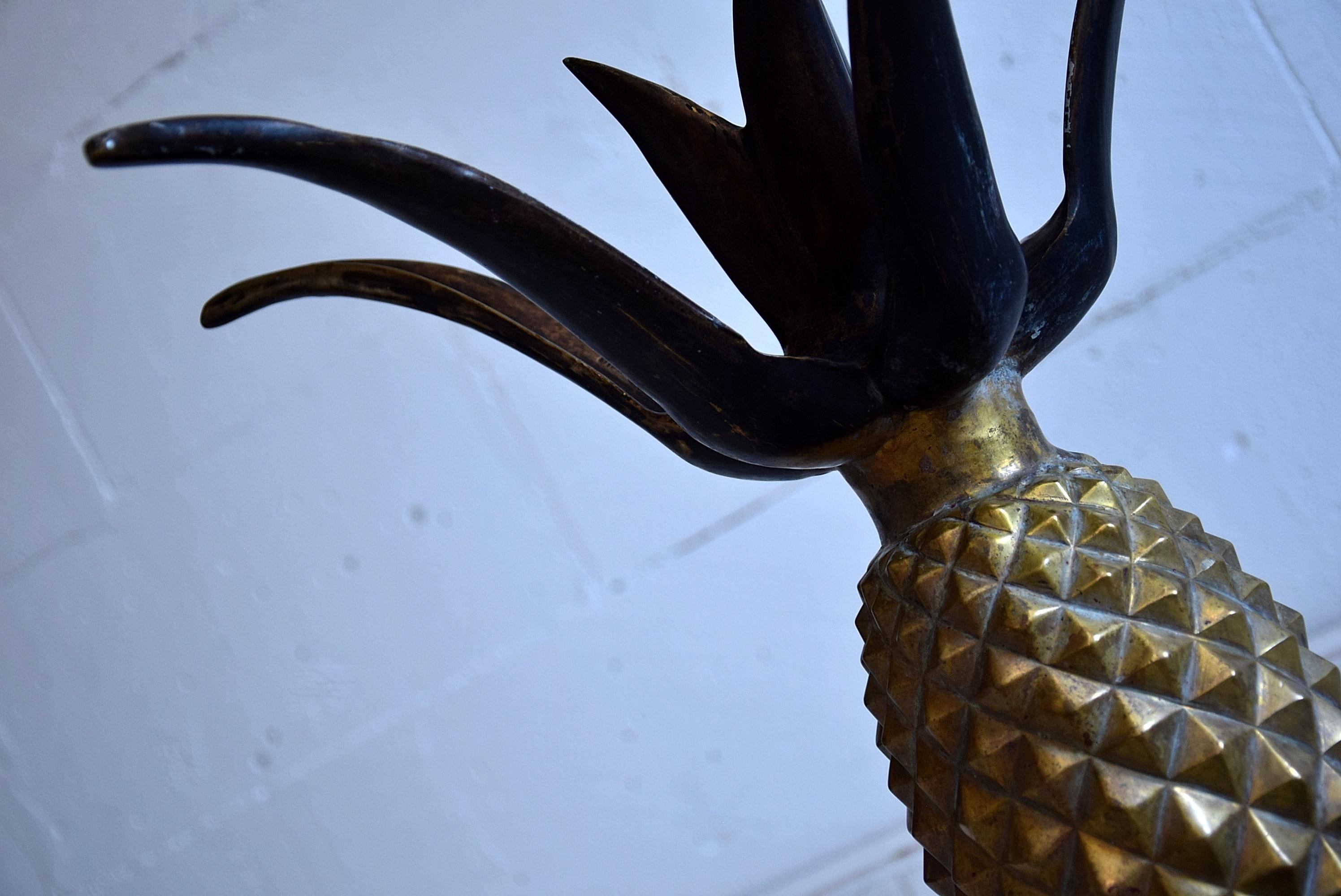 French Hollywood Regency Brass Pineapple Side Table 1