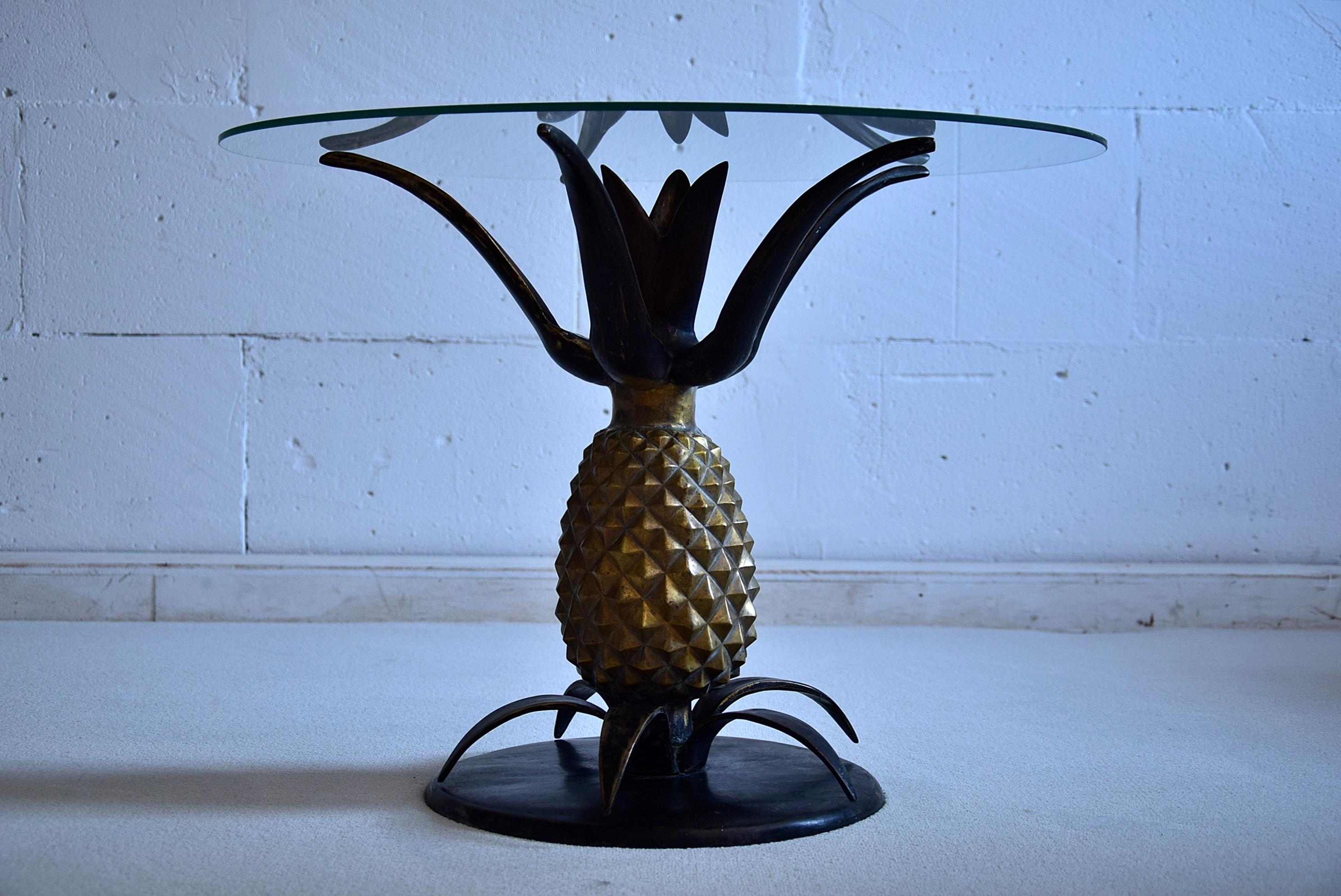 French Hollywood Regency Brass Pineapple Side Table 3