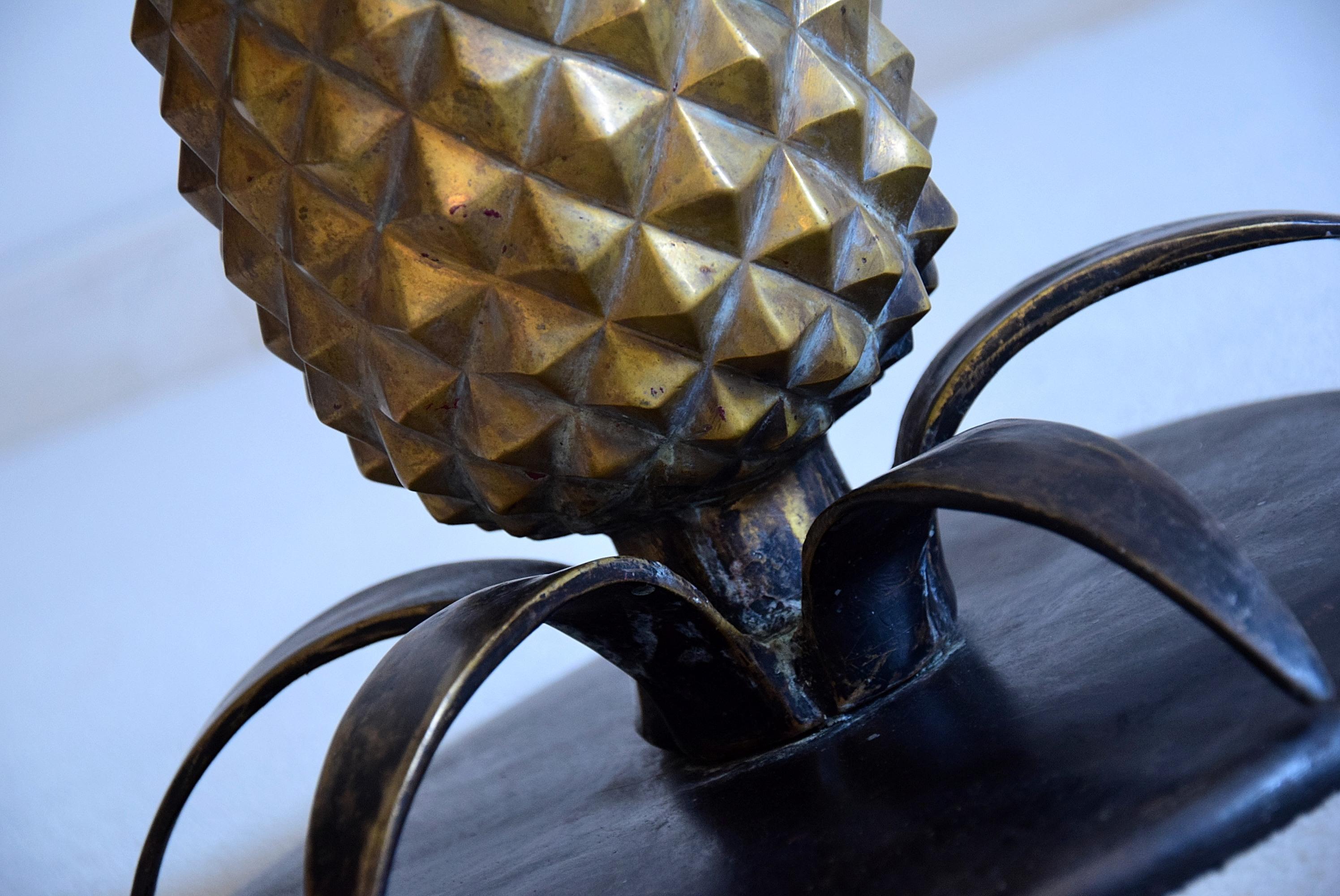 French Hollywood Regency Brass Pineapple Side Table 4