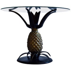 French Hollywood Regency Brass Pineapple Side Table