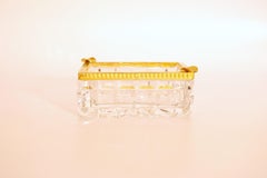 Cenicero Francés Hollywood Regency de Cristal Tallado y Bronce Dorado