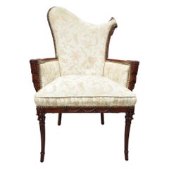 French Hollywood Regency Dorothy Draper Style Tassel Fireside Mahogany Armchair