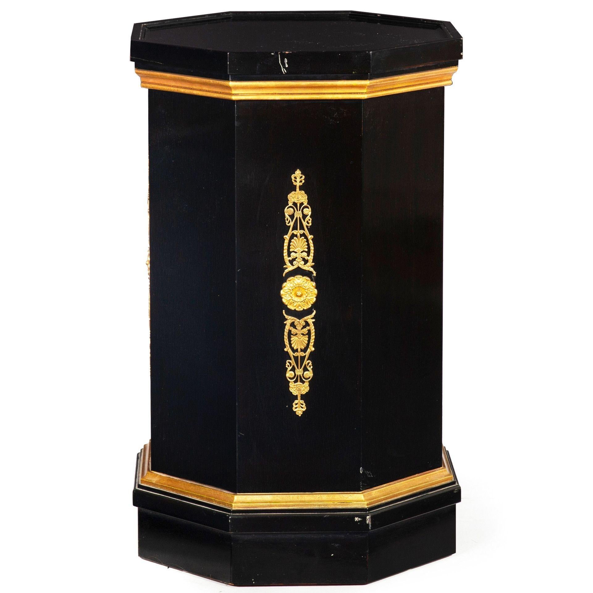 20th Century French Hollywood Regency Ebonized Pedestal Column, style of Maison Jansen For Sale