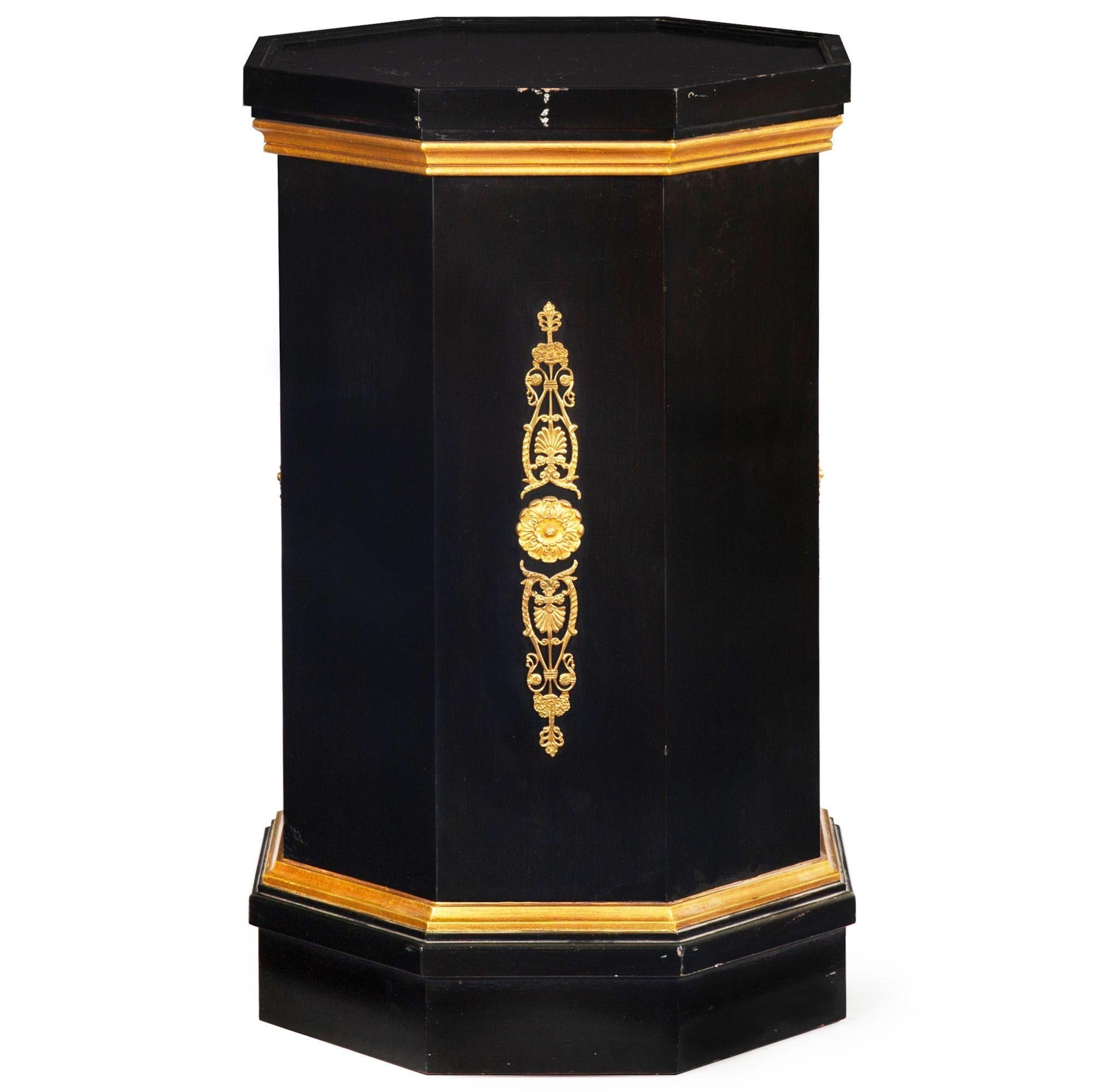 Bronze French Hollywood Regency Ebonized Pedestal Column, style of Maison Jansen For Sale