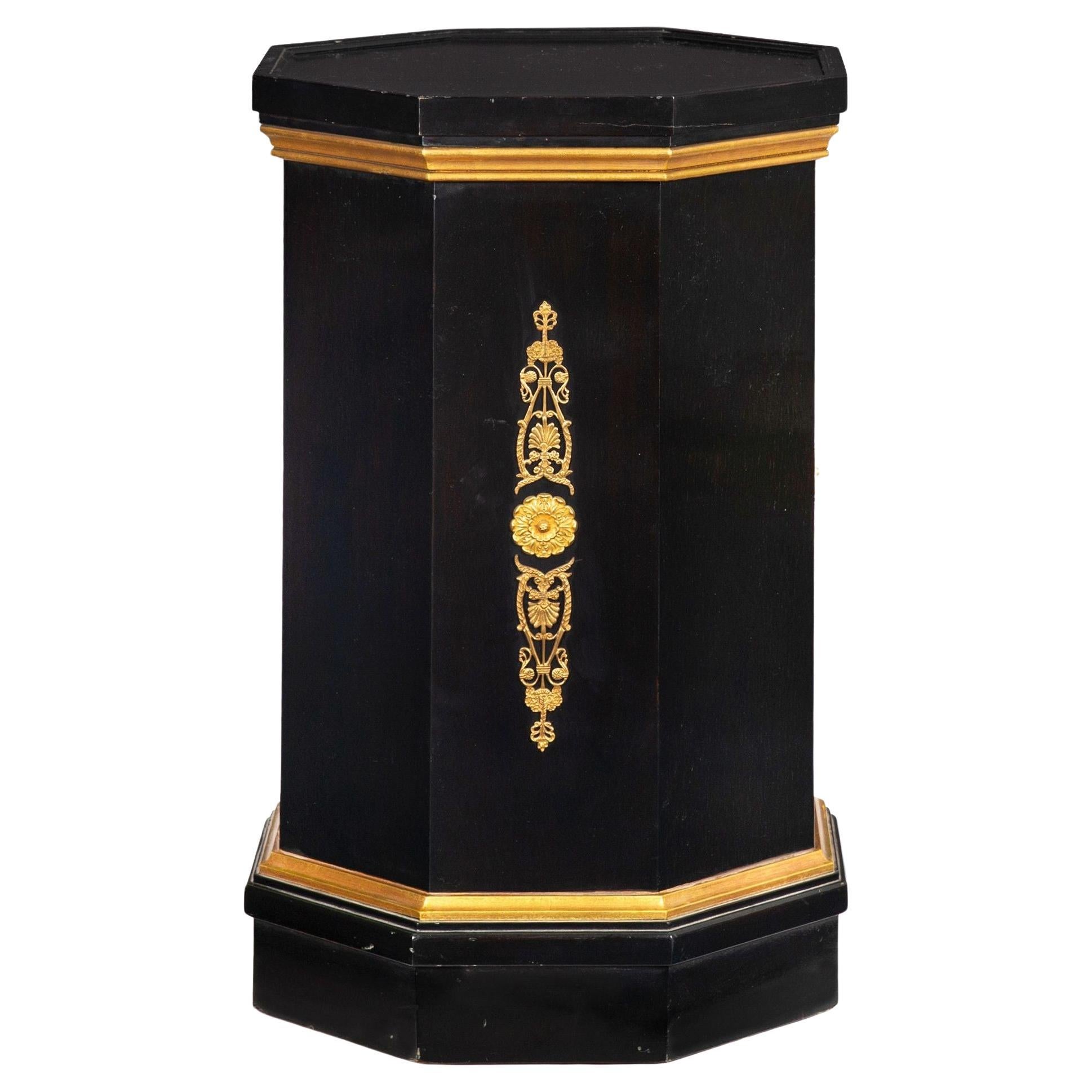 French Hollywood Regency Ebonized Pedestal Column, style of Maison Jansen For Sale