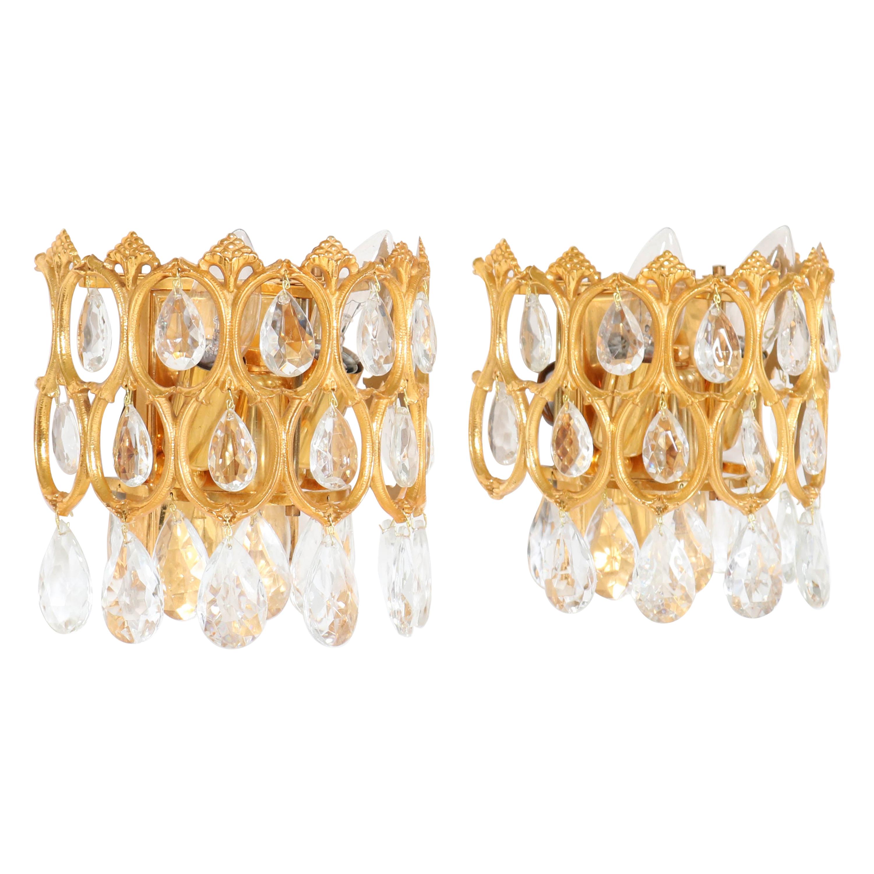 Hollywood Regency Style Metal Silver Gold Vintage Flower Wall Light ...