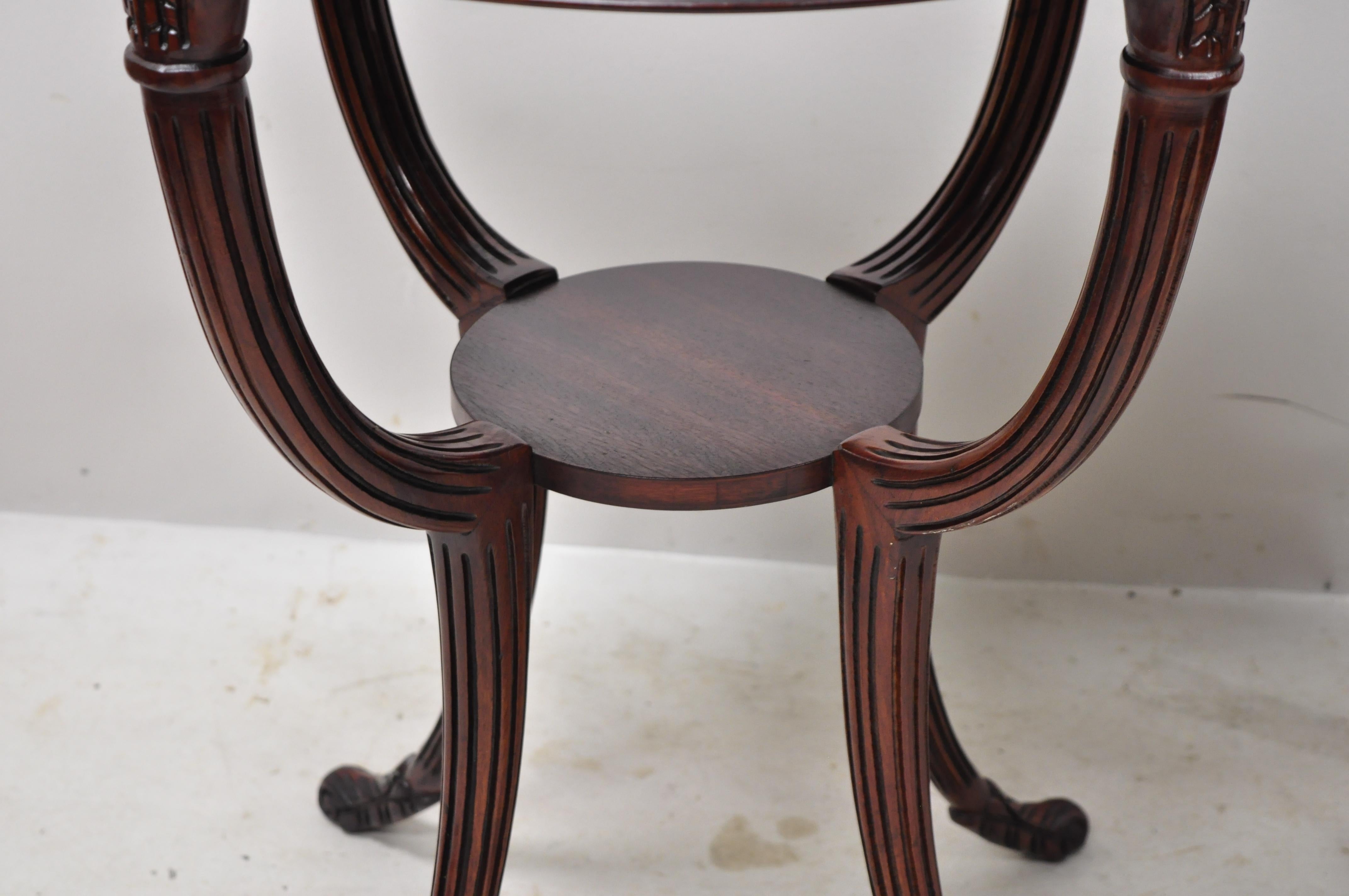 20th Century French Hollywood Regency Grosfeld House Plume Carved Leather End Tables, a Pair