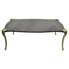 French Hollywood Regency Bronze Acanthus Faux Bois Coffee Table