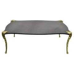 French Hollywood Regency Maison Bagues Bronze Acanthus Faux Bois Coffee Table