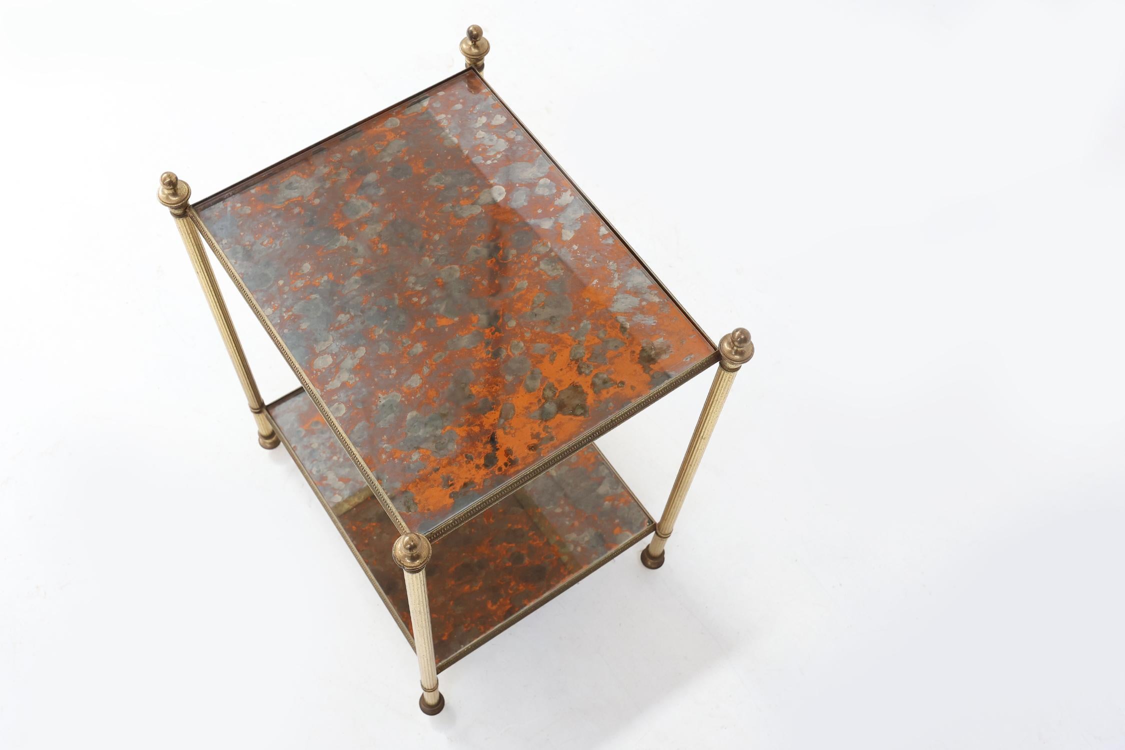 French Hollywood Regency Maison Jansen two tier brass side table 5