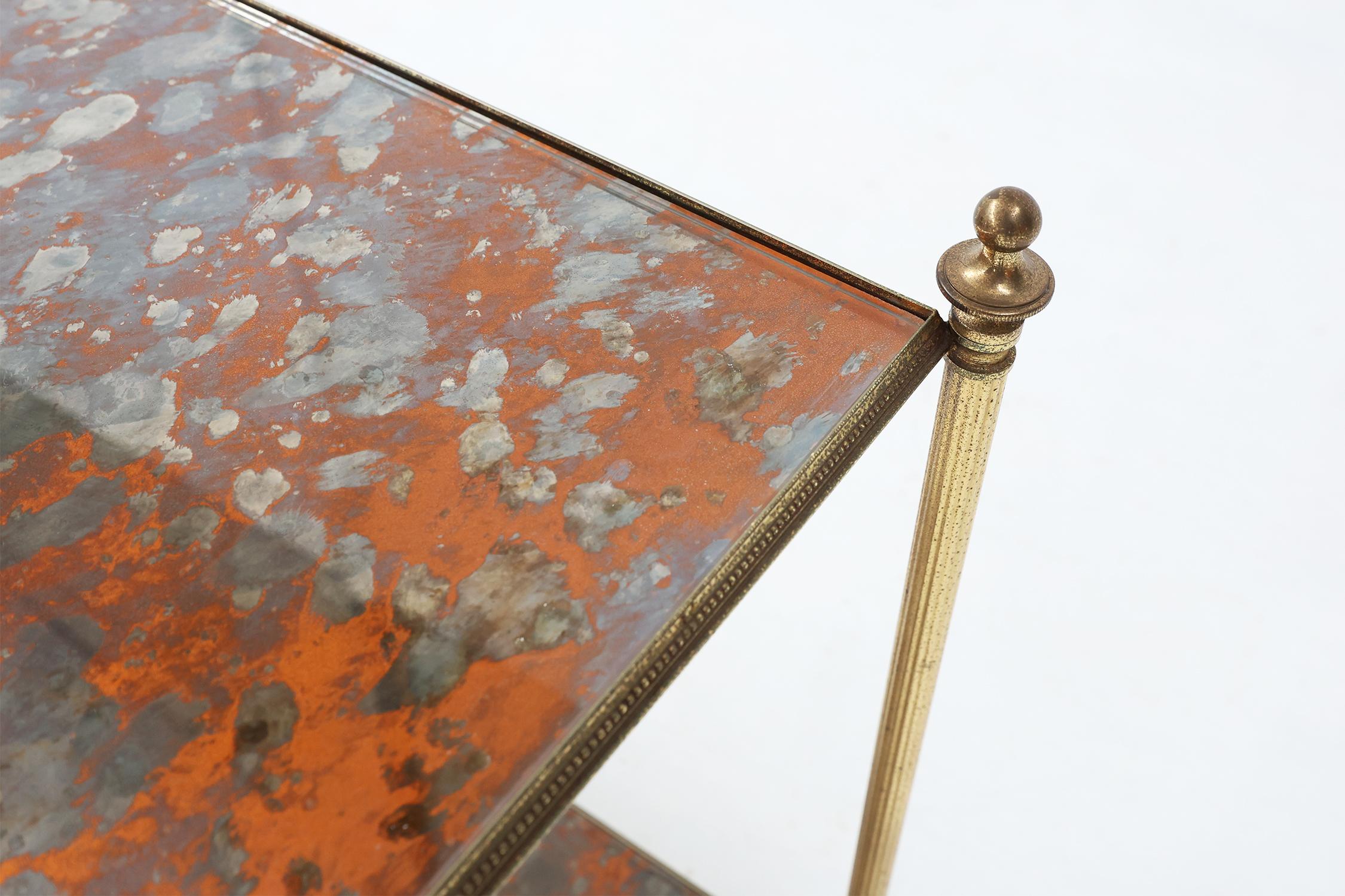 French Hollywood Regency Maison Jansen two tier brass side table In Good Condition In Meulebeke, BE