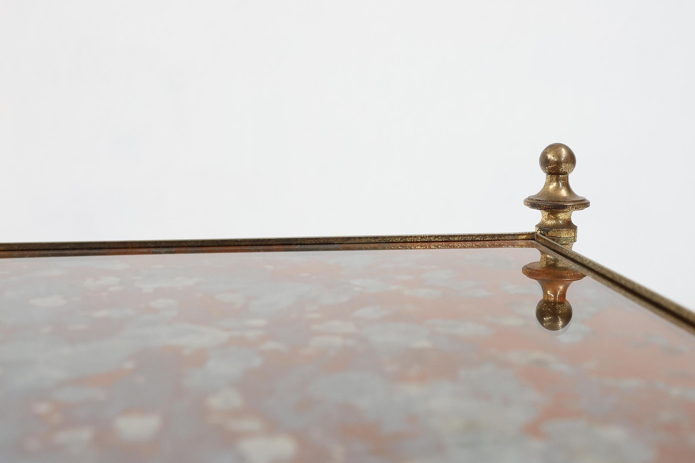 Mid-20th Century French Hollywood Regency Maison Jansen two tier brass side table