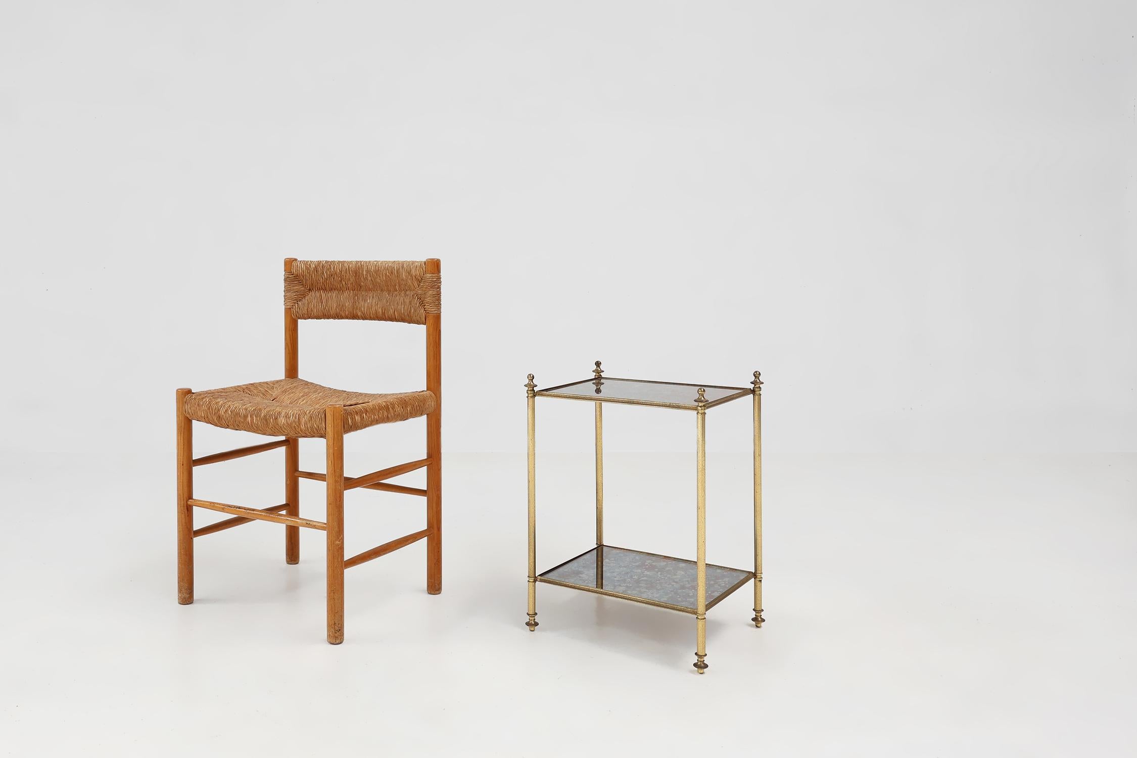 Brass French Hollywood Regency Maison Jansen two tier brass side table