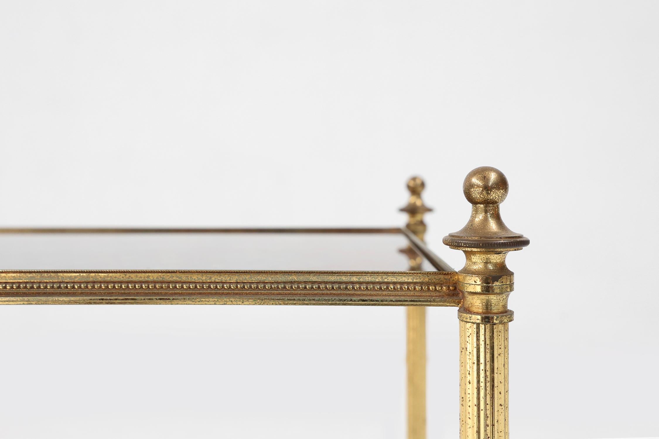 French Hollywood Regency Maison Jansen two tier brass side table 2