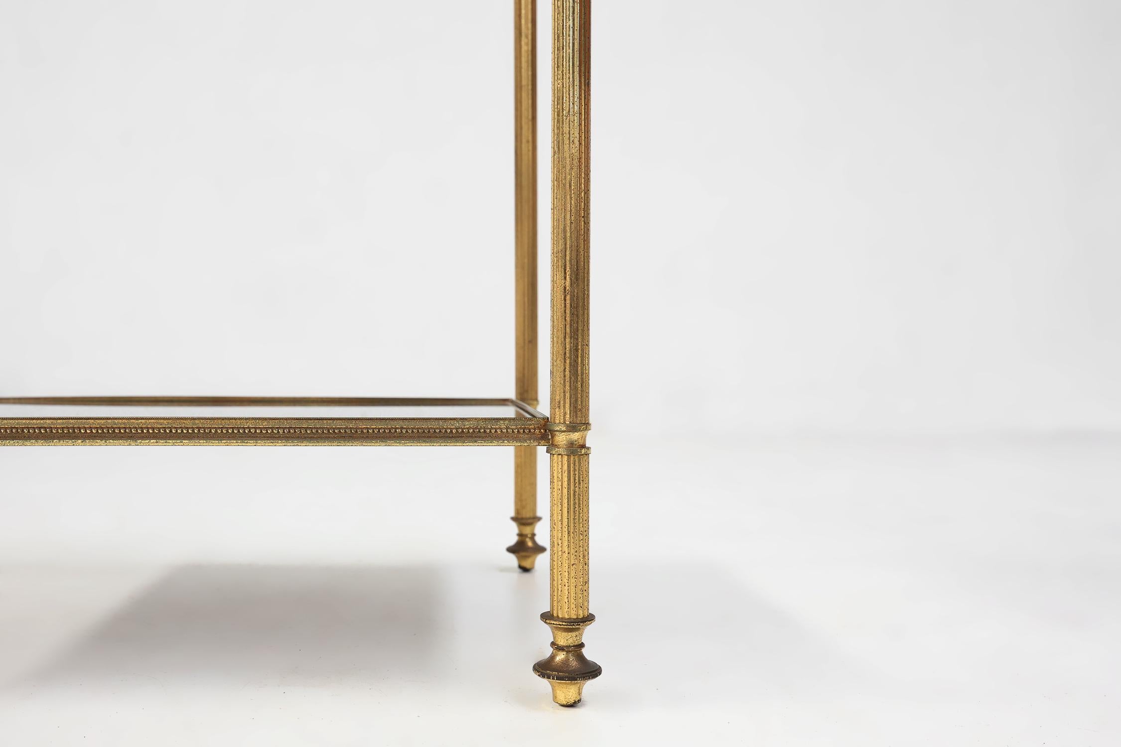French Hollywood Regency Maison Jansen two tier brass side table 3