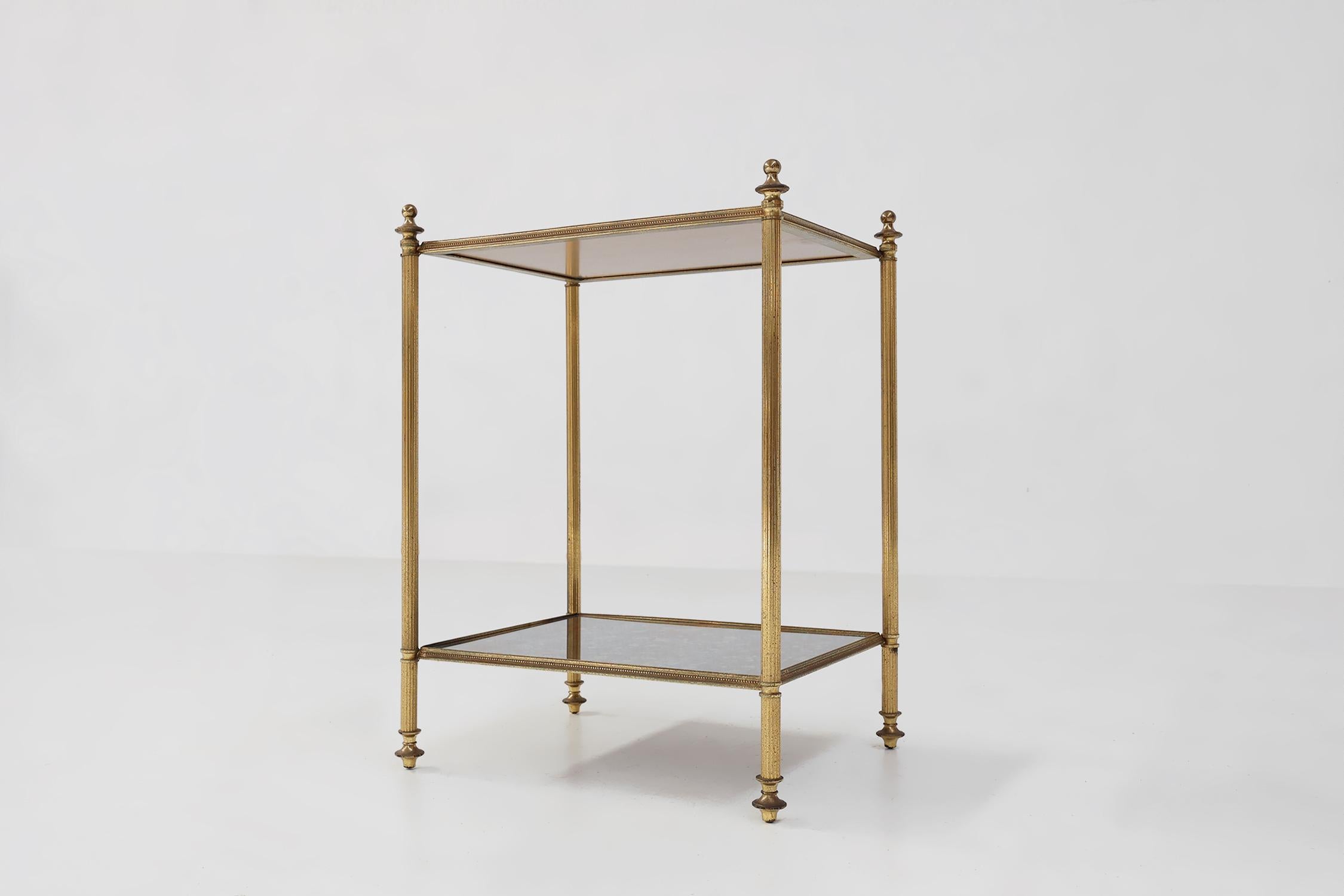French Hollywood Regency Maison Jansen two tier brass side table 4