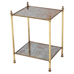 Mesa auxiliar francesa de latón de dos pisos Maison Jansen Hollywood Regency