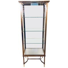 French Hollywood Regency or Directoire Style Steel and Bronze Vitrine Cabinet