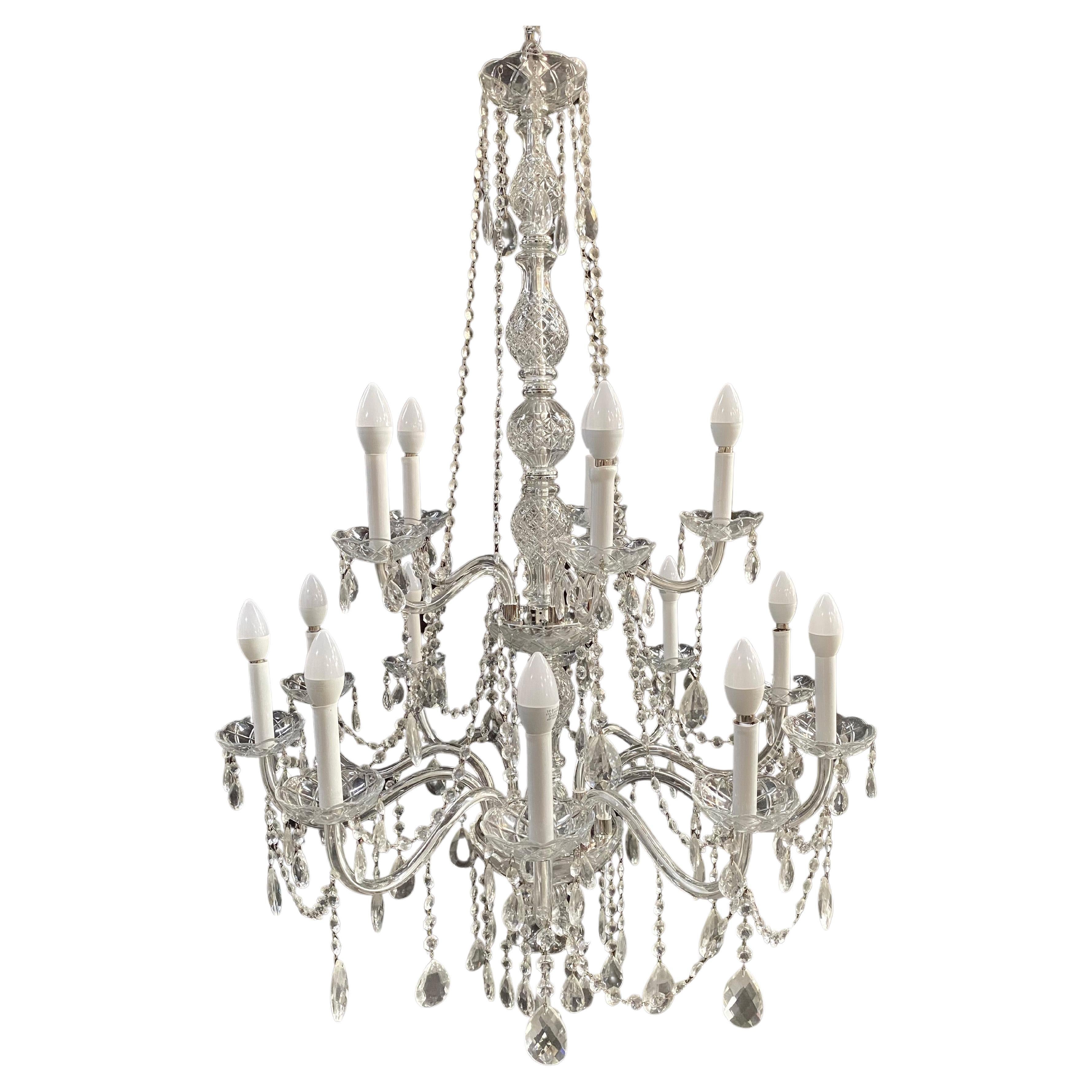 French Hollywood Regency Style Crystal Chandelier, 15 Arms  For Sale