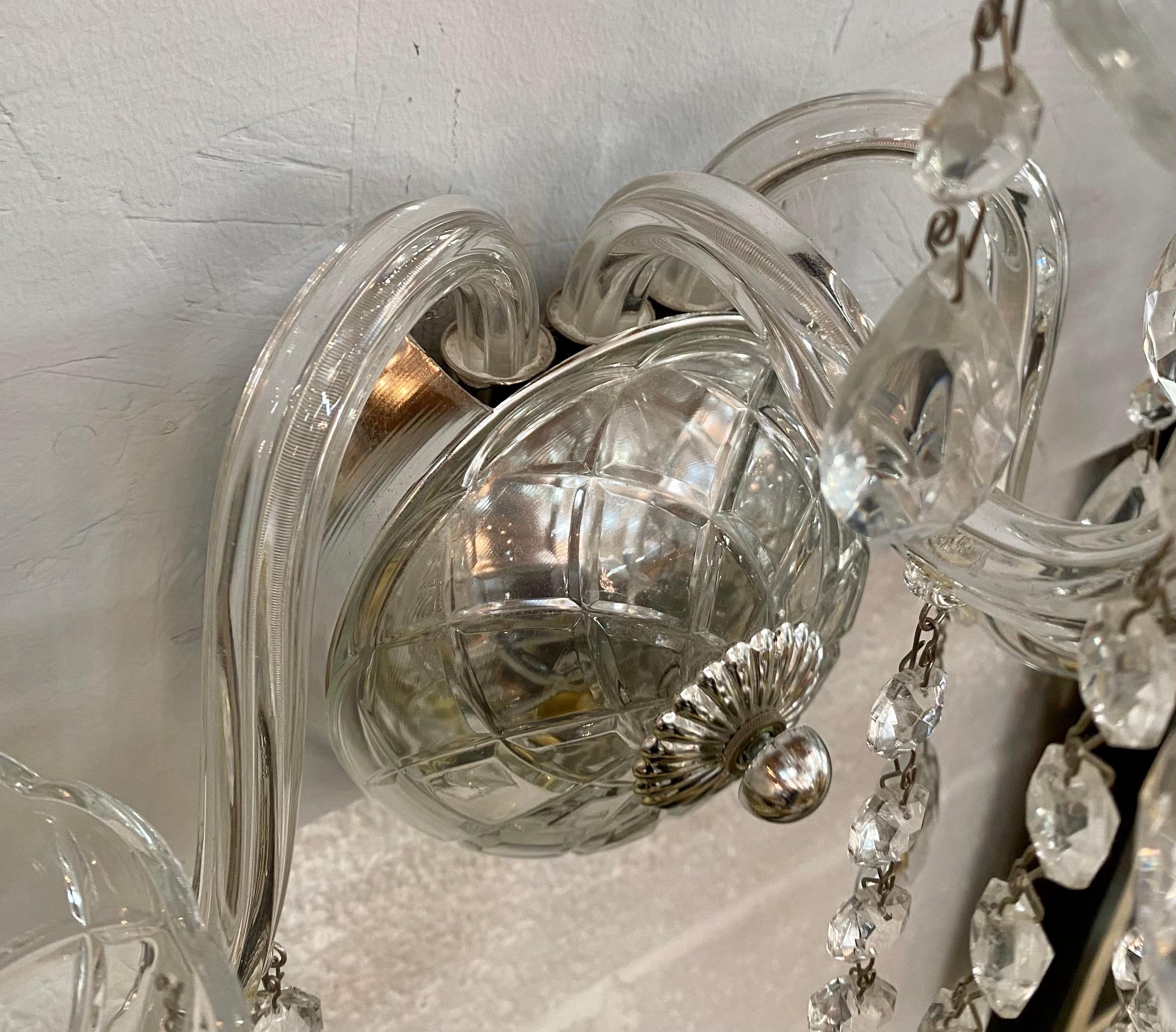 French Hollywood Regency Style Crystal Wall Sconce, a Pair  For Sale 6