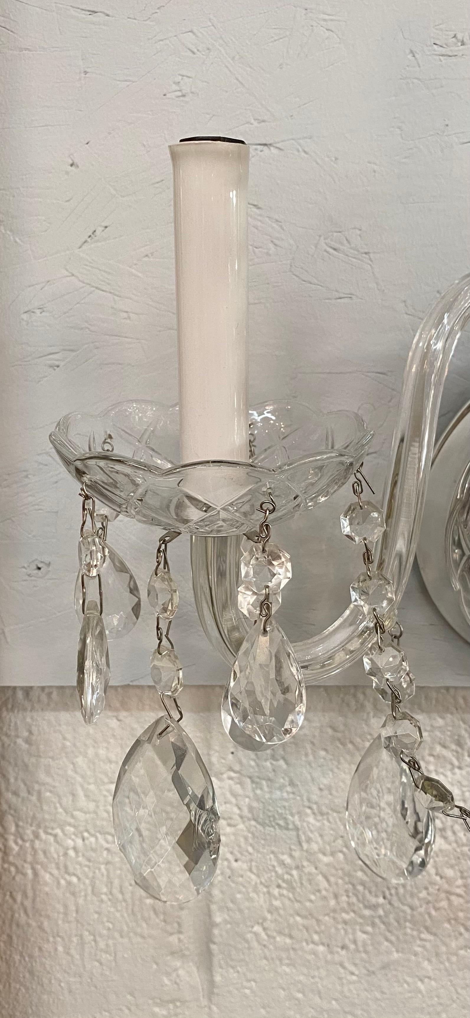 French Hollywood Regency Style Crystal Wall Sconce, a Pair  For Sale 1