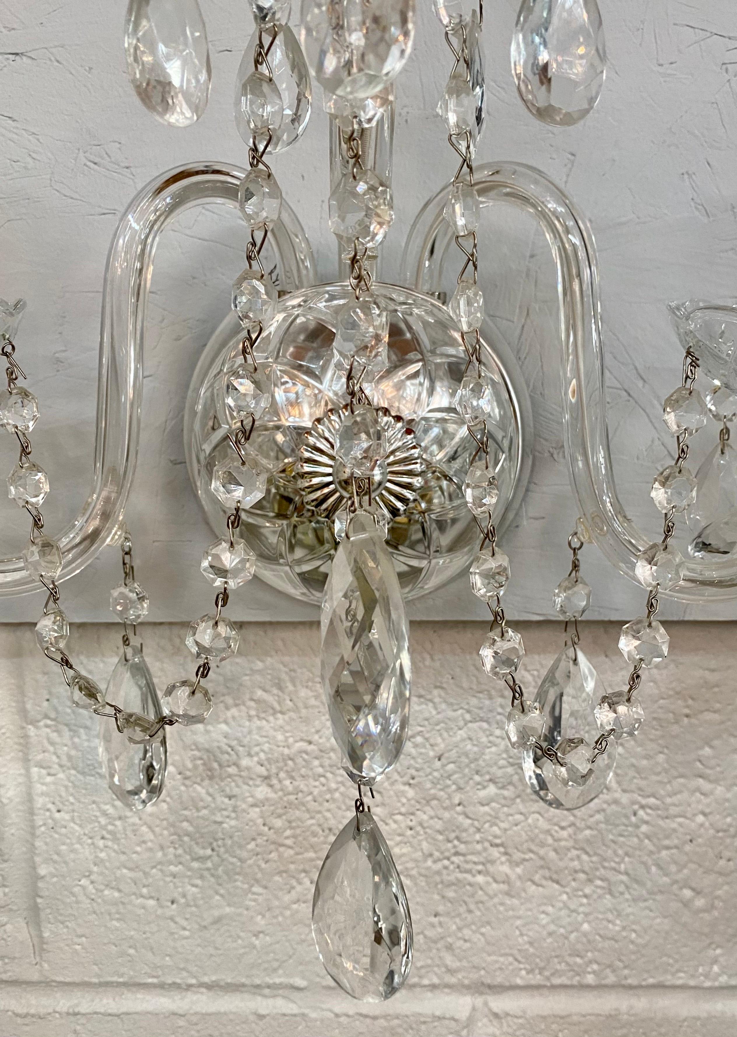 French Hollywood Regency Style Crystal Wall Sconce, a Pair  For Sale 3