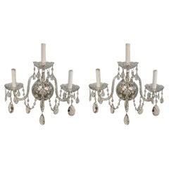 French Hollywood Regency Style Crystal Wall Sconce, a Pair 