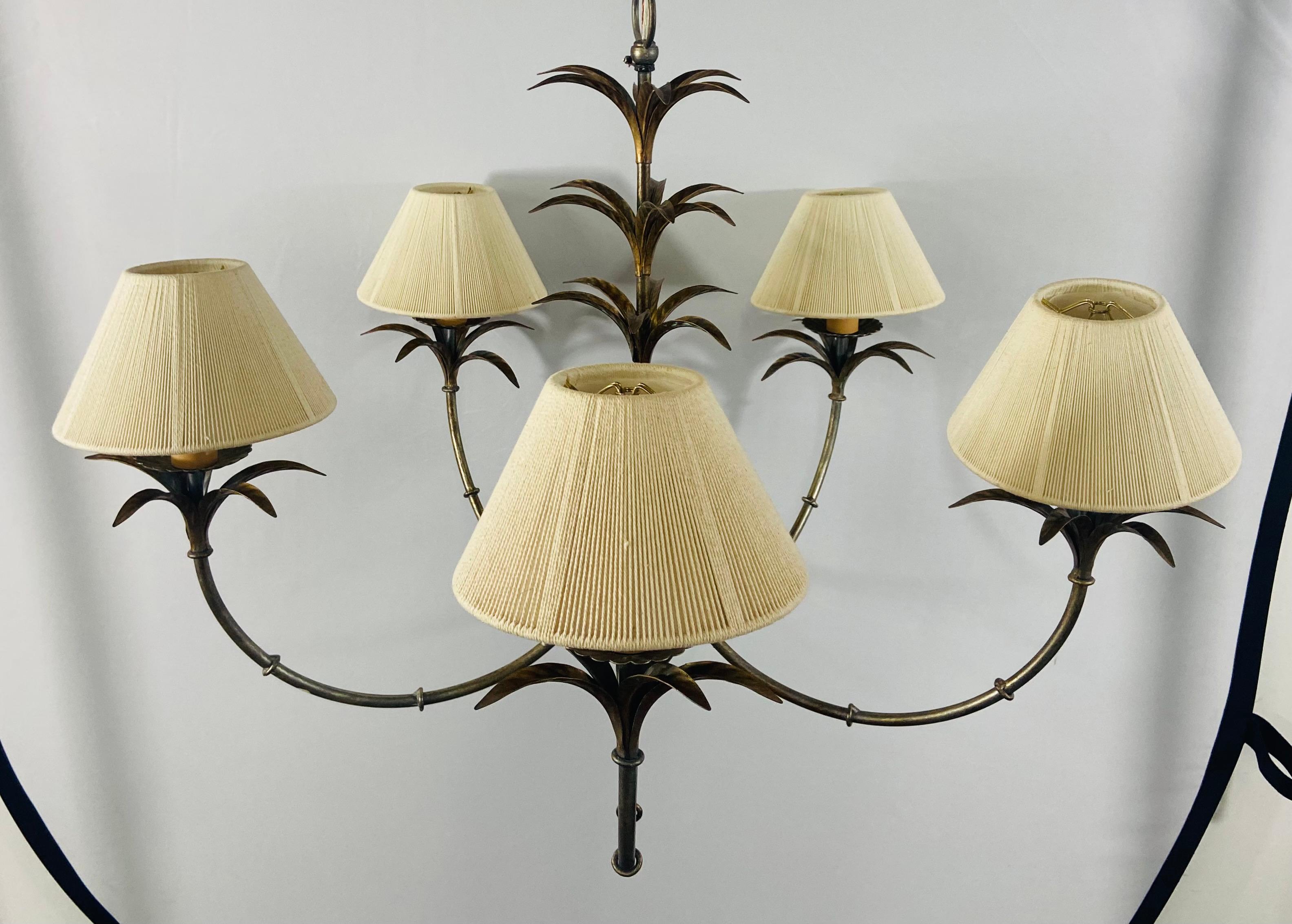 French Hollywood Regency Style Leaf Design Chandelier, 5 Arms 9